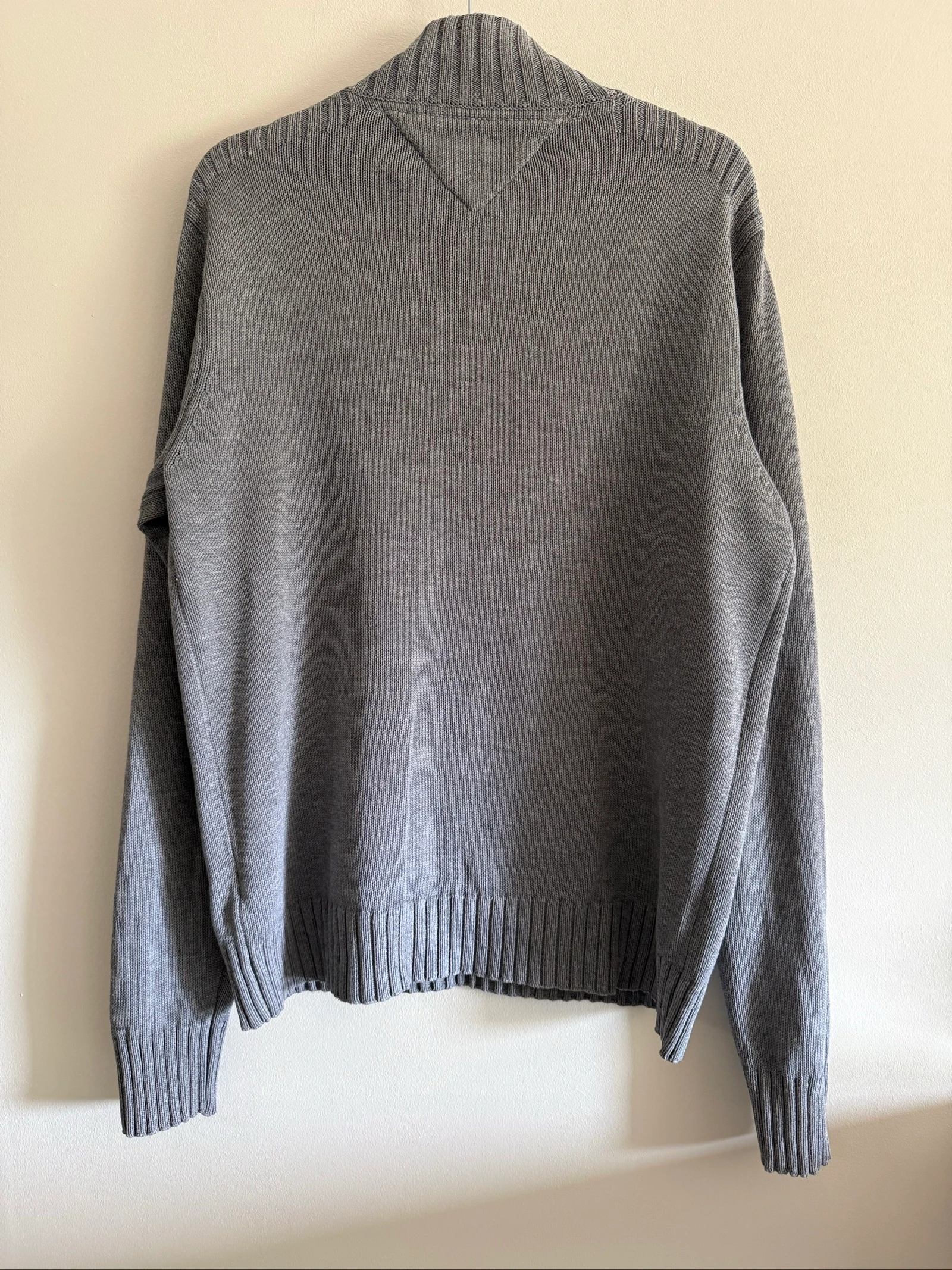 Tommy Hilfiger heren trui L grijs Pima katoen wol hoge kraag grove breisel – photo 2